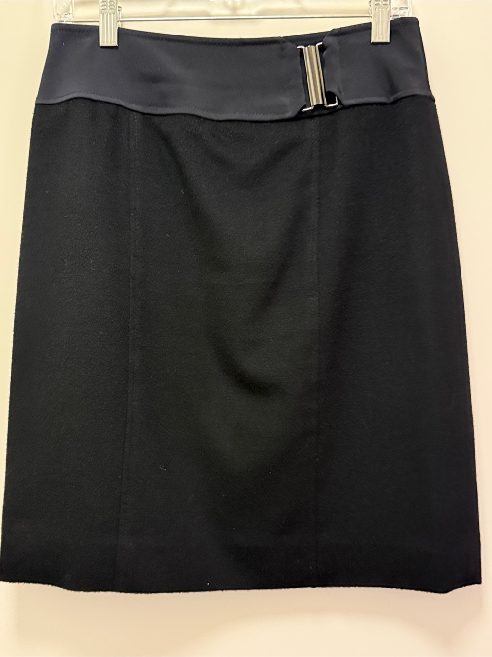 Women's Black Pencil Skirt with Waist Buckle Detail Size 6